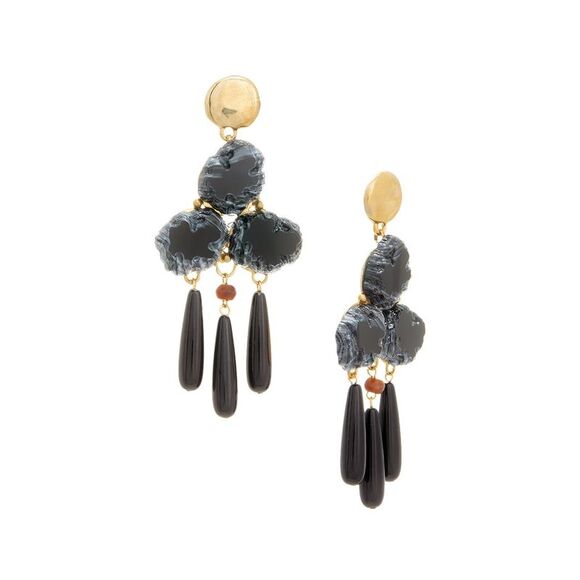 Trina Turk Kjl Black Square Top Drop Post Earrings - Picture 1 of 1